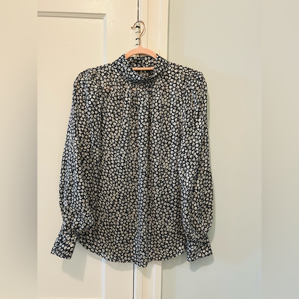 H&M Black and White Floral Blouse
